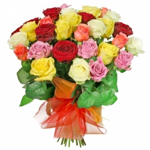 35 разноцветных роз с доставкой по Ульяновску